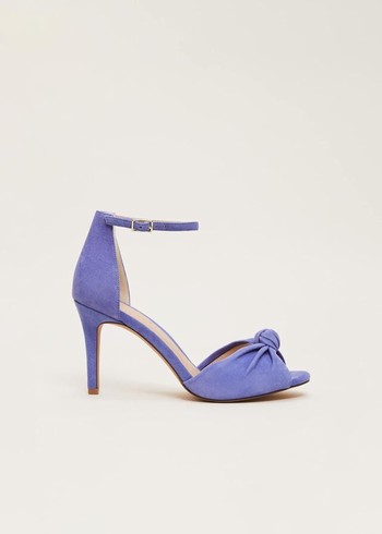 Phase Eight Blue Suede Open Toe Heels Blue Australia | YI2917465